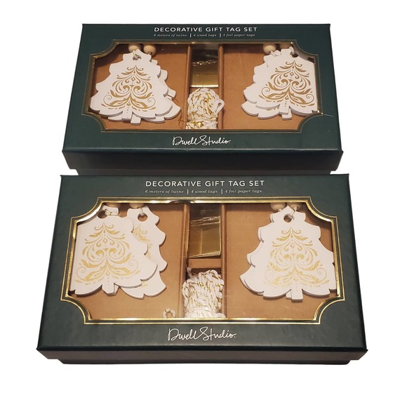 3 Decorative Wooden Gift Tag Sets New in Original Boxes - Picture 3 of 3
